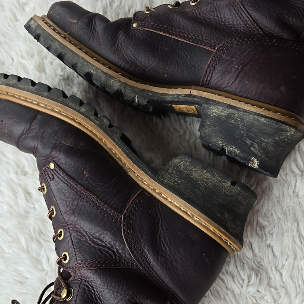 Carolina 8" Elm Waterproof Leather Logger WorkBoots US 9M EH Rated - Picture 8 of 10